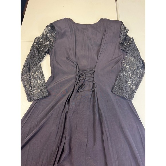 Jody California Vintage Black Dress Lace Long Sleeve Button Front Midi - Picture 11 of 12